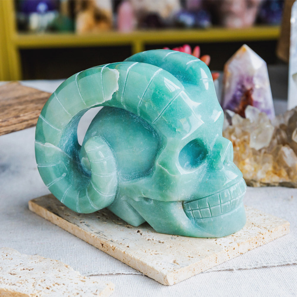 Reikistal Green Aventurine Sheep Skull