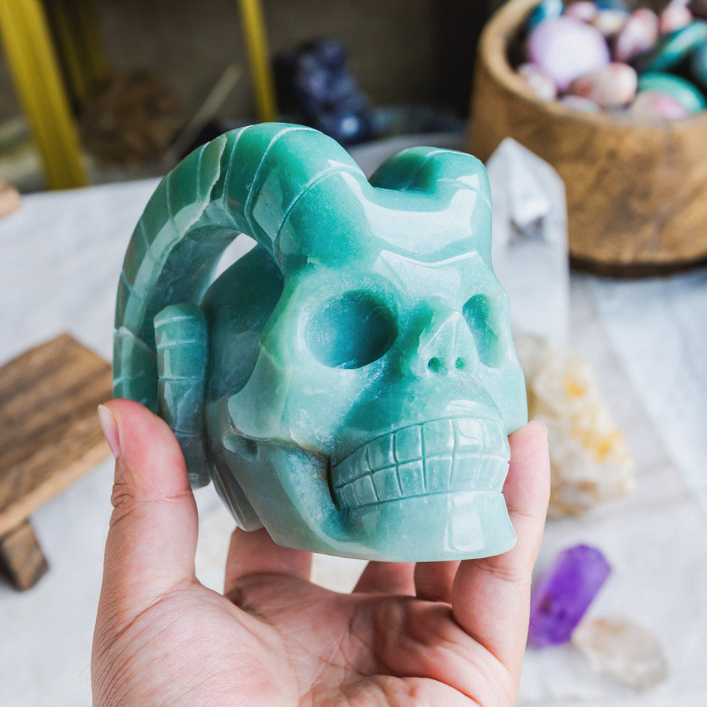 Reikistal Green Aventurine Sheep Skull