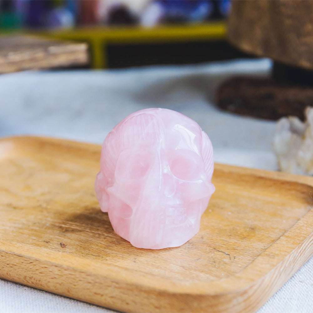 Reikistal 2'' Rose Quartz Muscle Skull