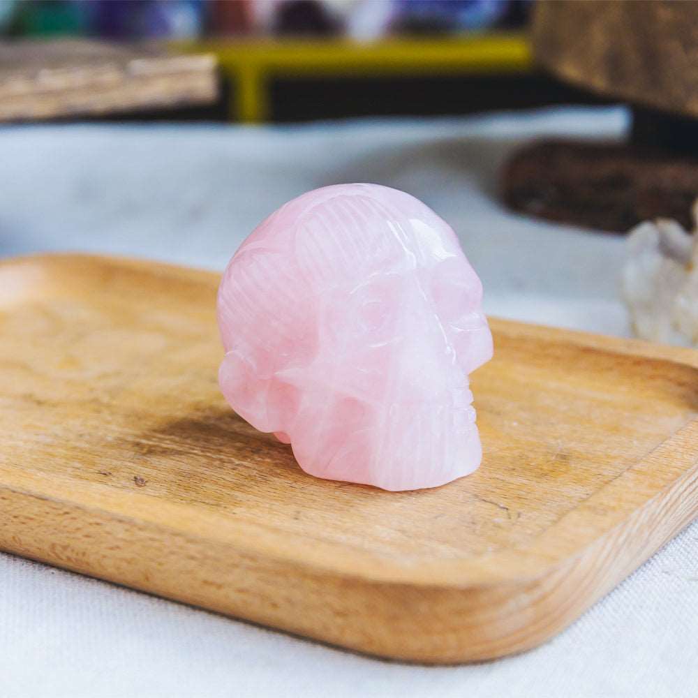 Reikistal 2'' Rose Quartz Muscle Skull