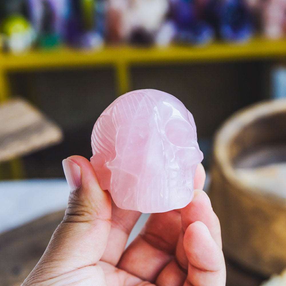 Reikistal 2'' Rose Quartz Muscle Skull