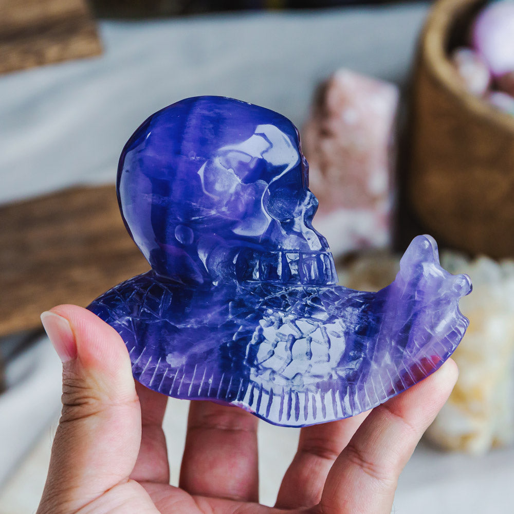 Reikistal Purple Fluorite Skull With Snail