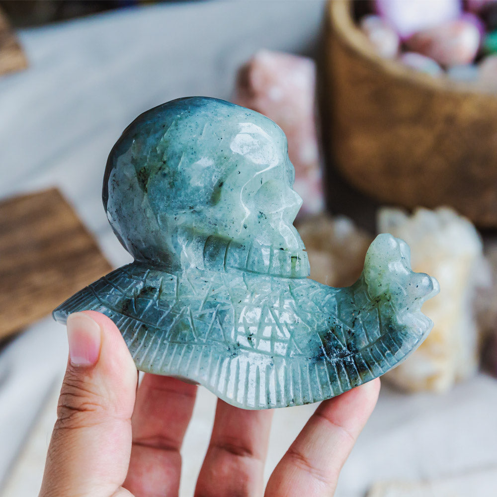 Reikistal Labradorite Skull With Snail