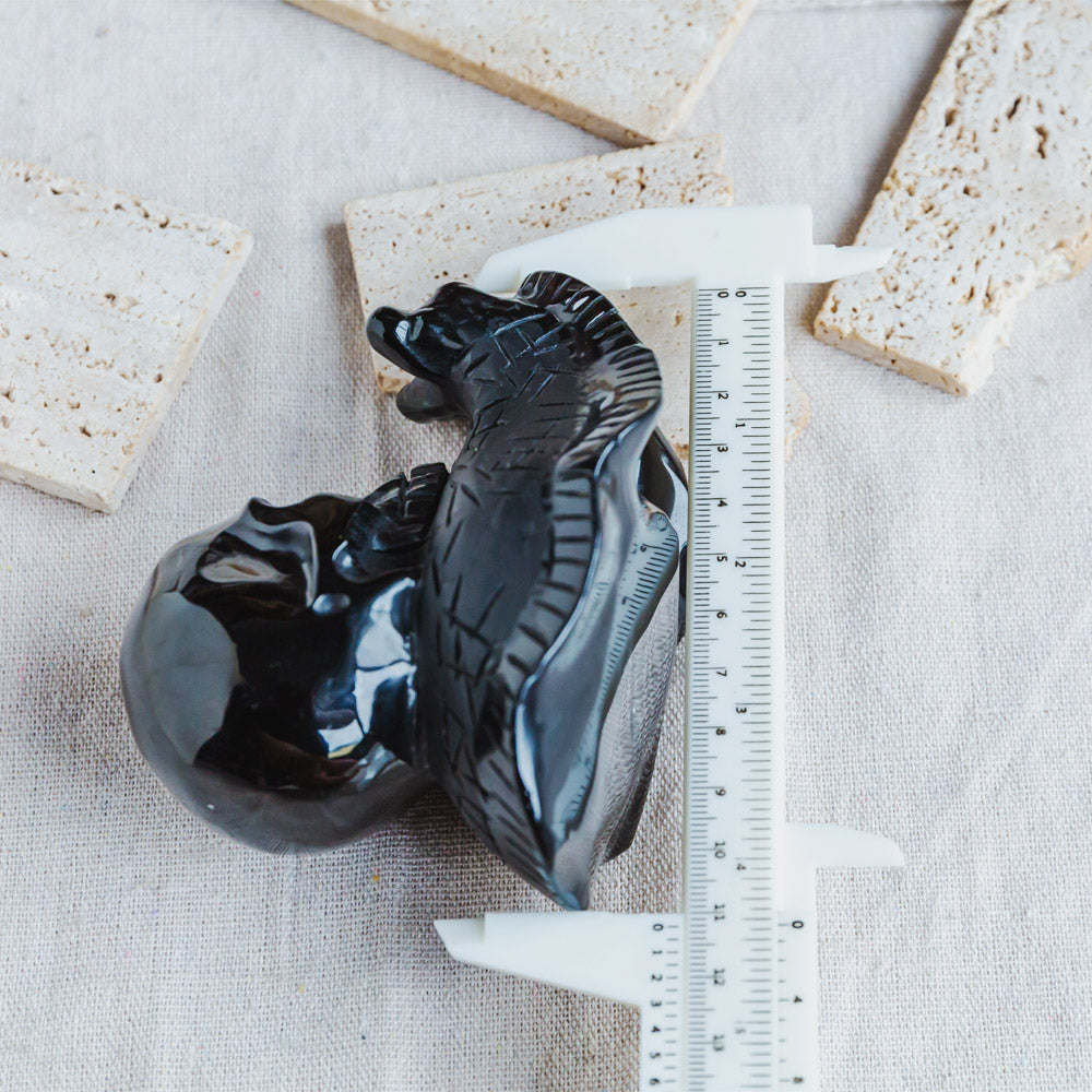 Reikistal Black Obsidian Skull With Snail