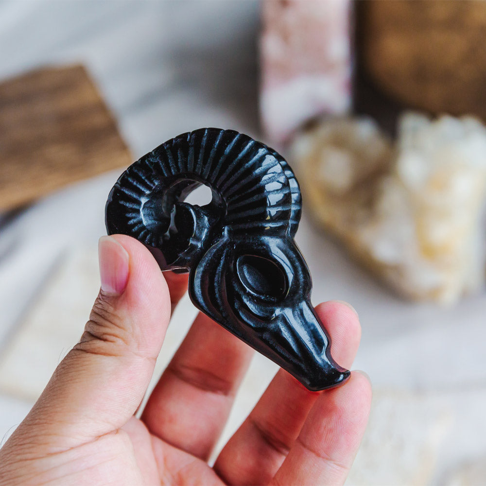 Reikistal Black Obsidian 3'' Sheep Head