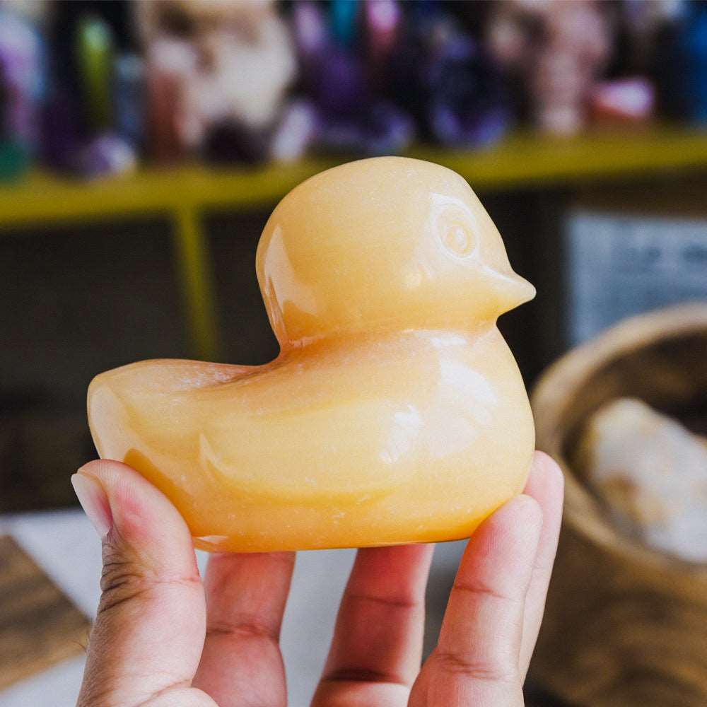 Reikistal 4'' Orange Calcite Duck