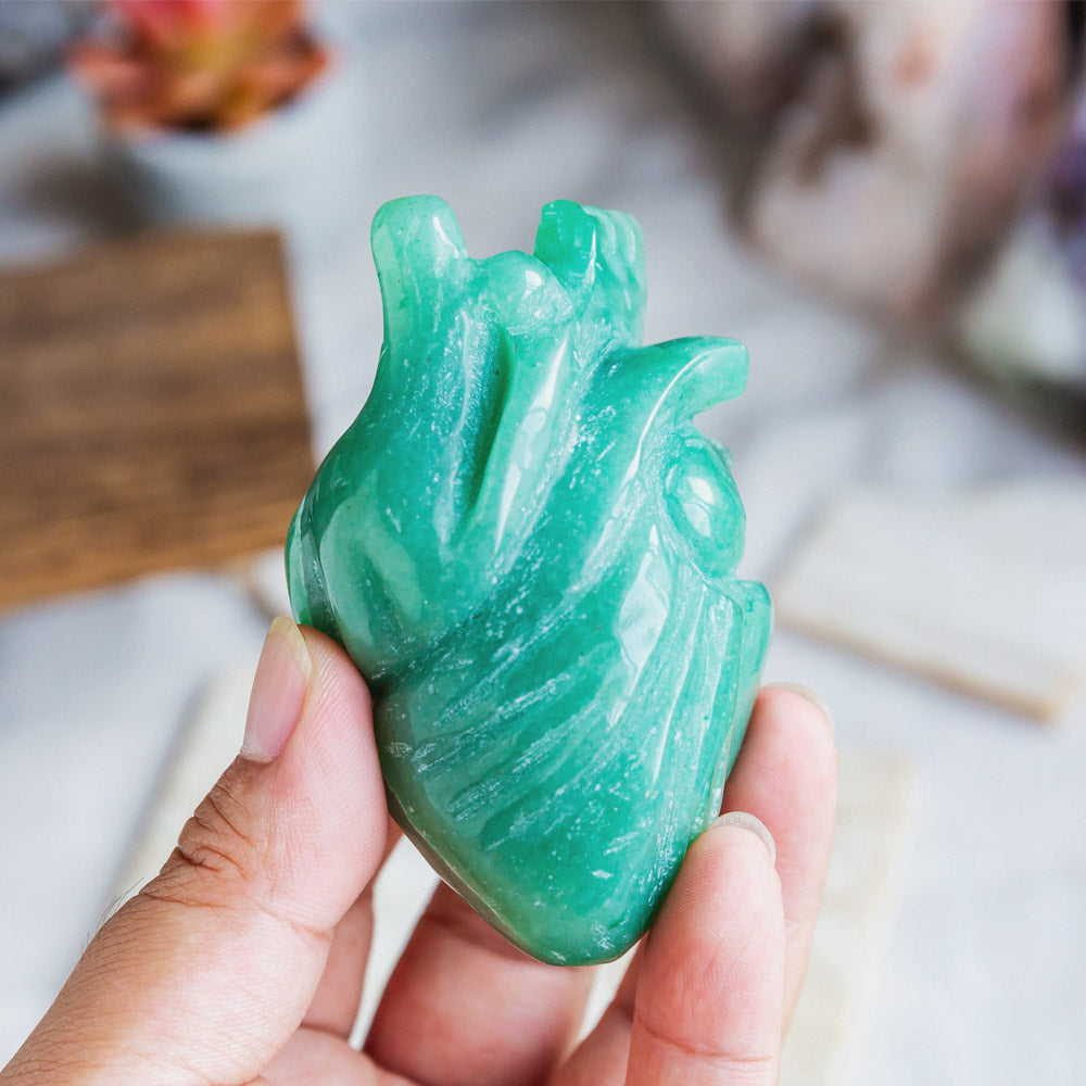 Reikistal Green Aventurine Human Heart