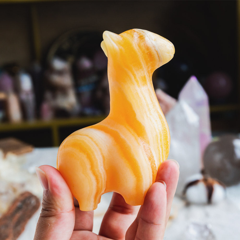 Reikistal Banding Orange Calcite Llama