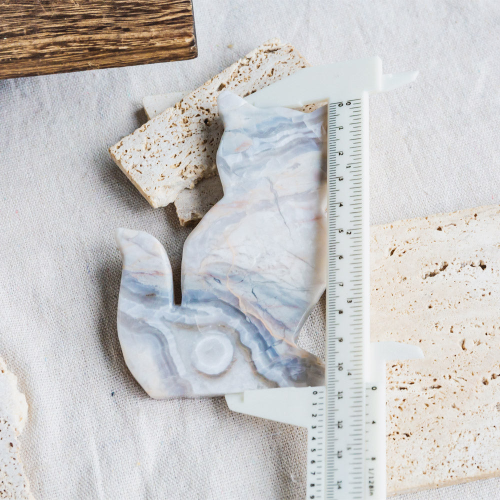 Reikistal White Crazy Lace Agate Cat Slice