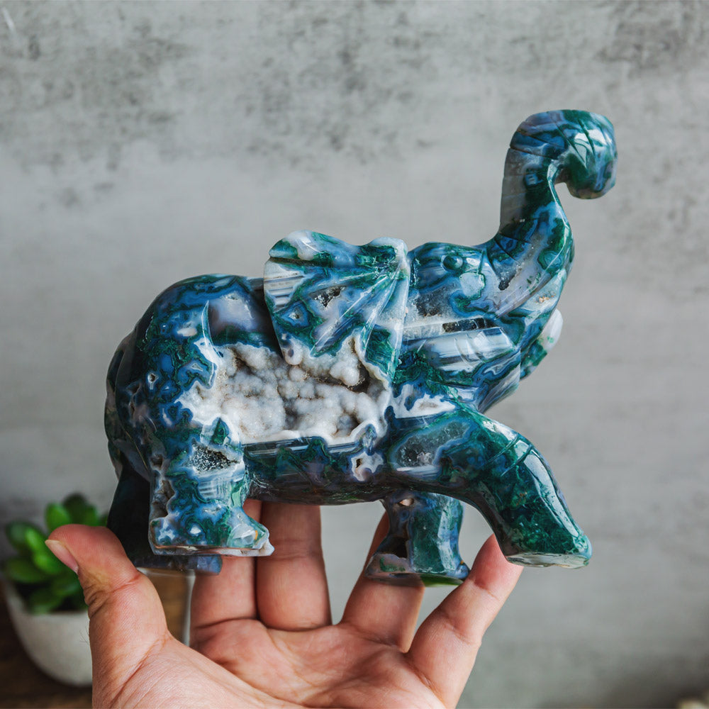 Reikistal Moss Agate Elephant