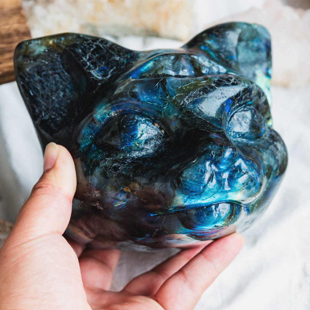 Reikistal 6" Labradorite Cat Head