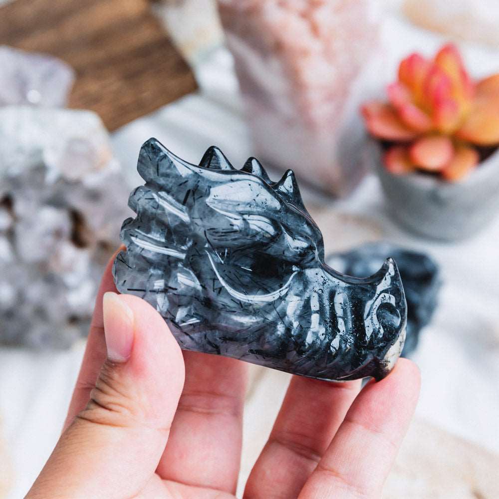 Reikistal 3'' Black Tourmaline Dragon Head