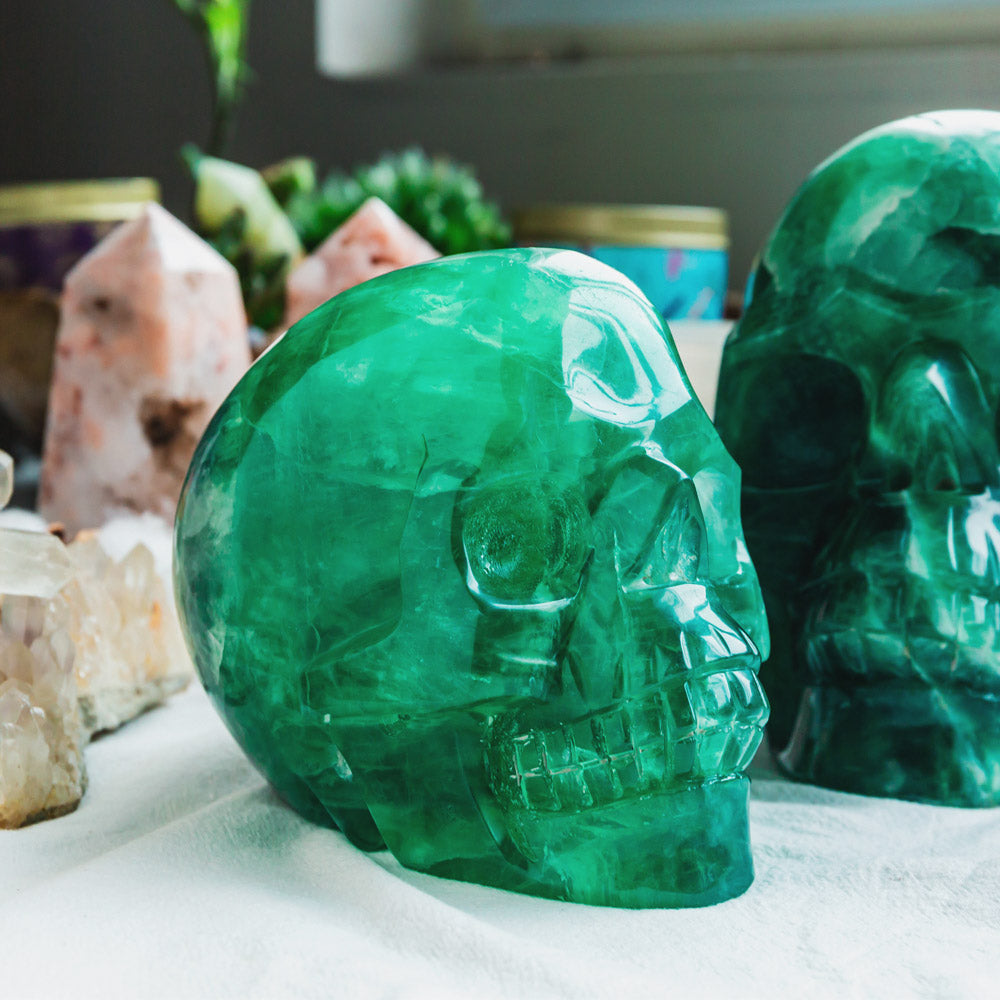 Reikistal Green Fluorite Skull