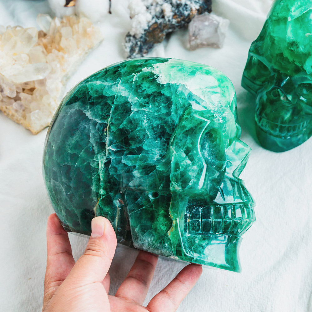 Reikistal Green Fluorite Skull