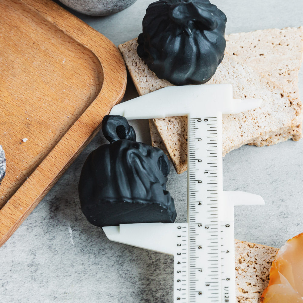 Reikistal Black Obsidian Pumpkin Skull