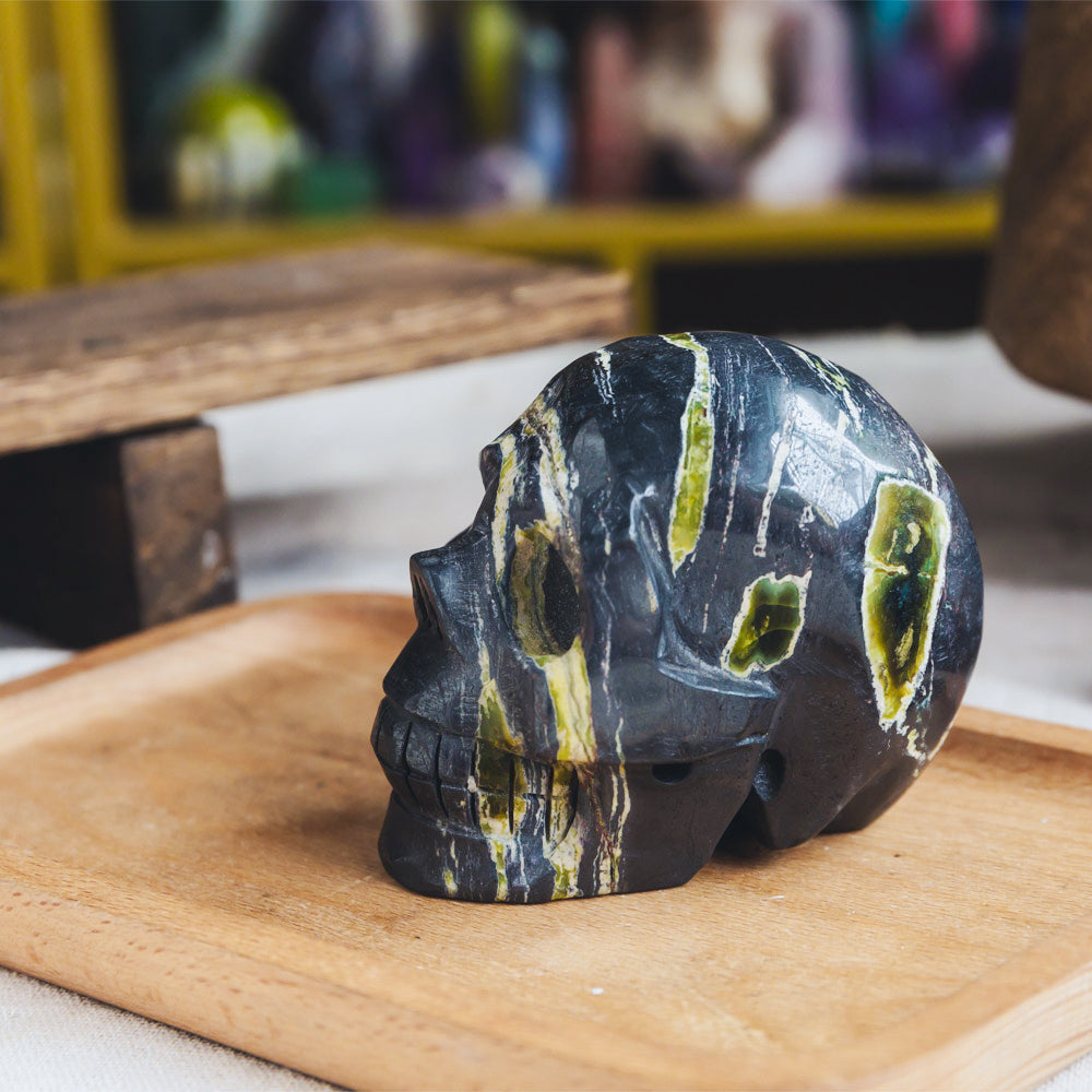 Reikistal Hematite Chrysoprase Skull