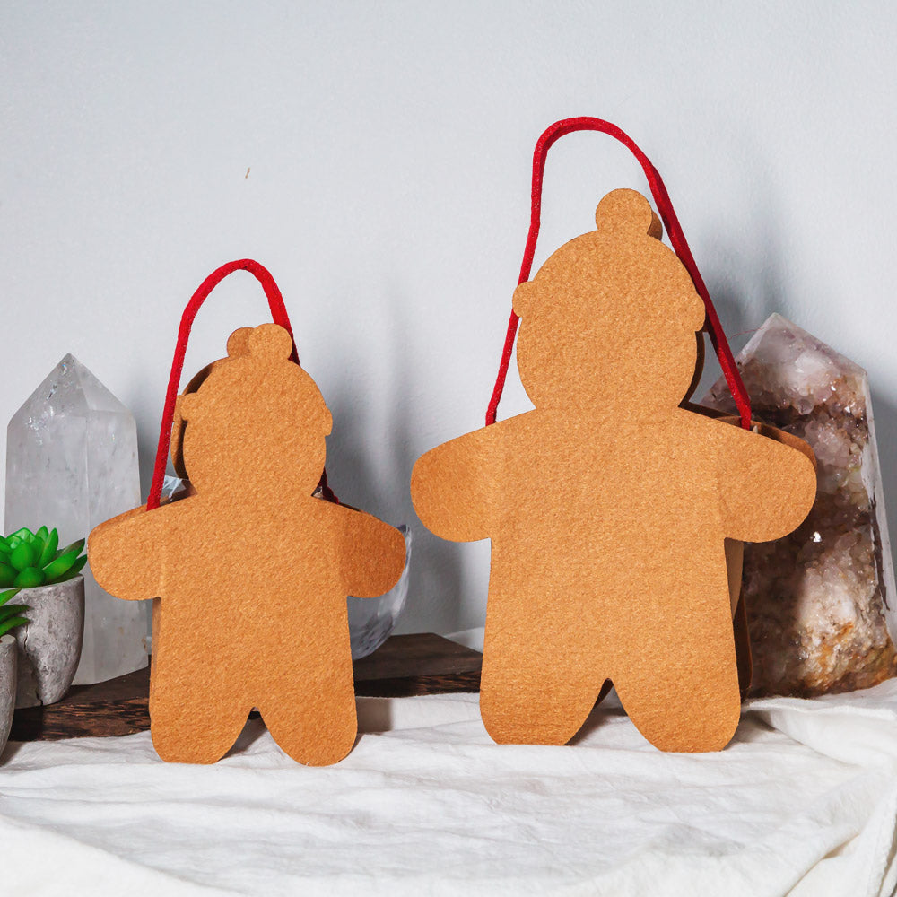 Gingerbread Man Gift Bag With Christmas Crystal Carving