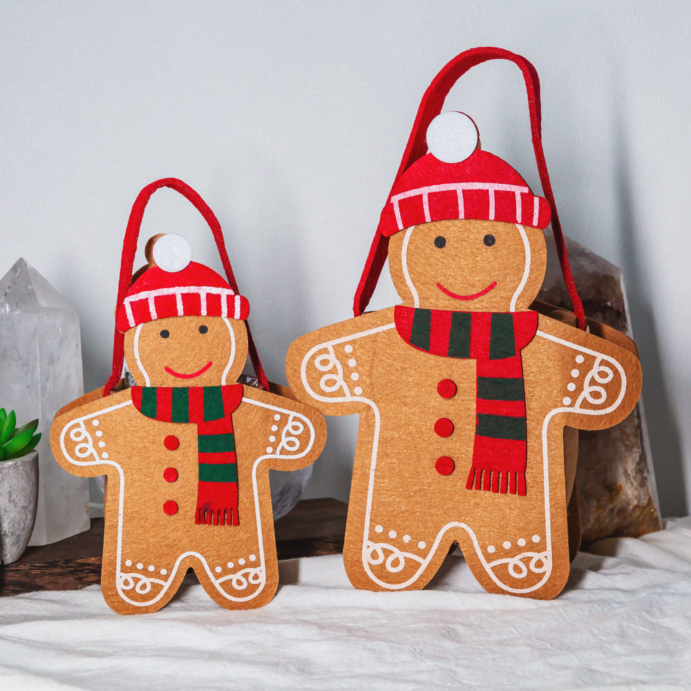 Gingerbread Man Gift Bag With Christmas Crystal Carving