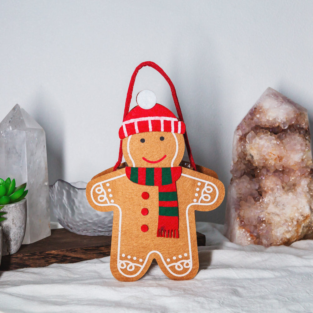 Gingerbread Man Gift Bag With Christmas Crystal Carving