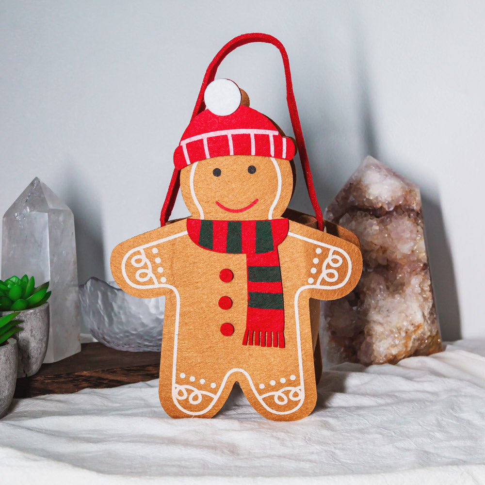 Gingerbread Man Gift Bag With Christmas Crystal Carving