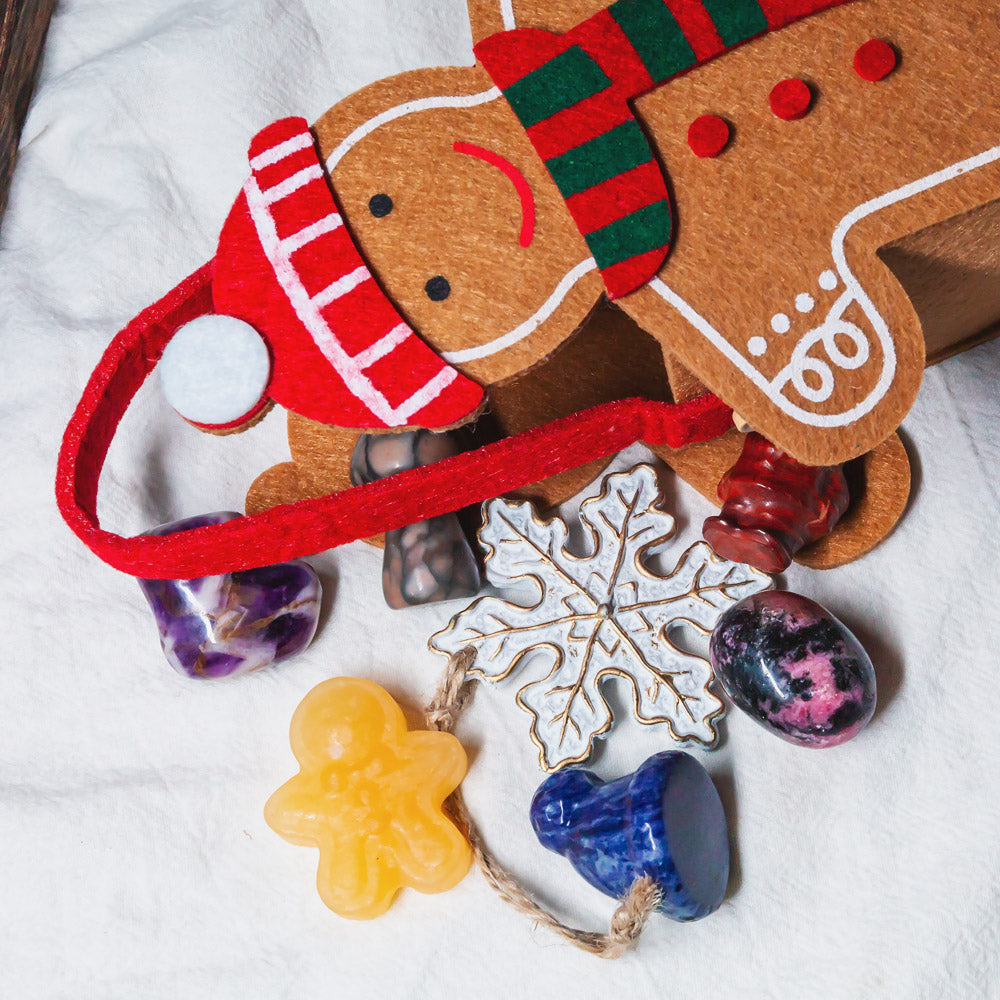 Gingerbread Man Gift Bag With Christmas Crystal Carving