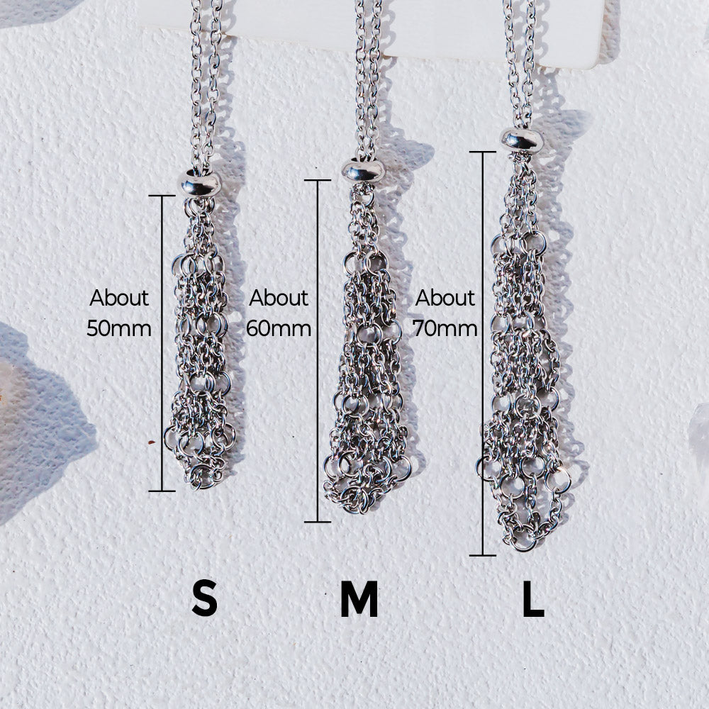 【Sliver O Mesh】Natural Crystal Adjustable Necklace【Point/Tumbled】
