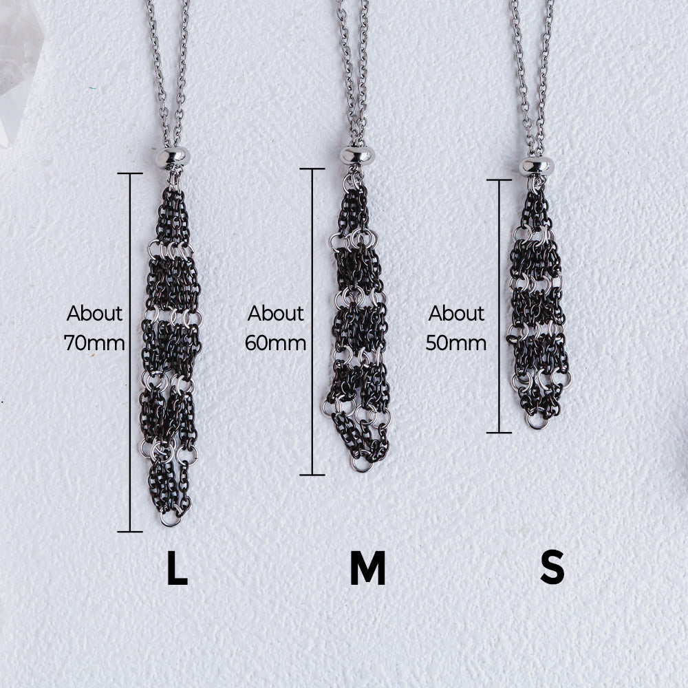 【Black O Mesh】Natural Crystal Adjustable Necklace【Point/Tumbled】
