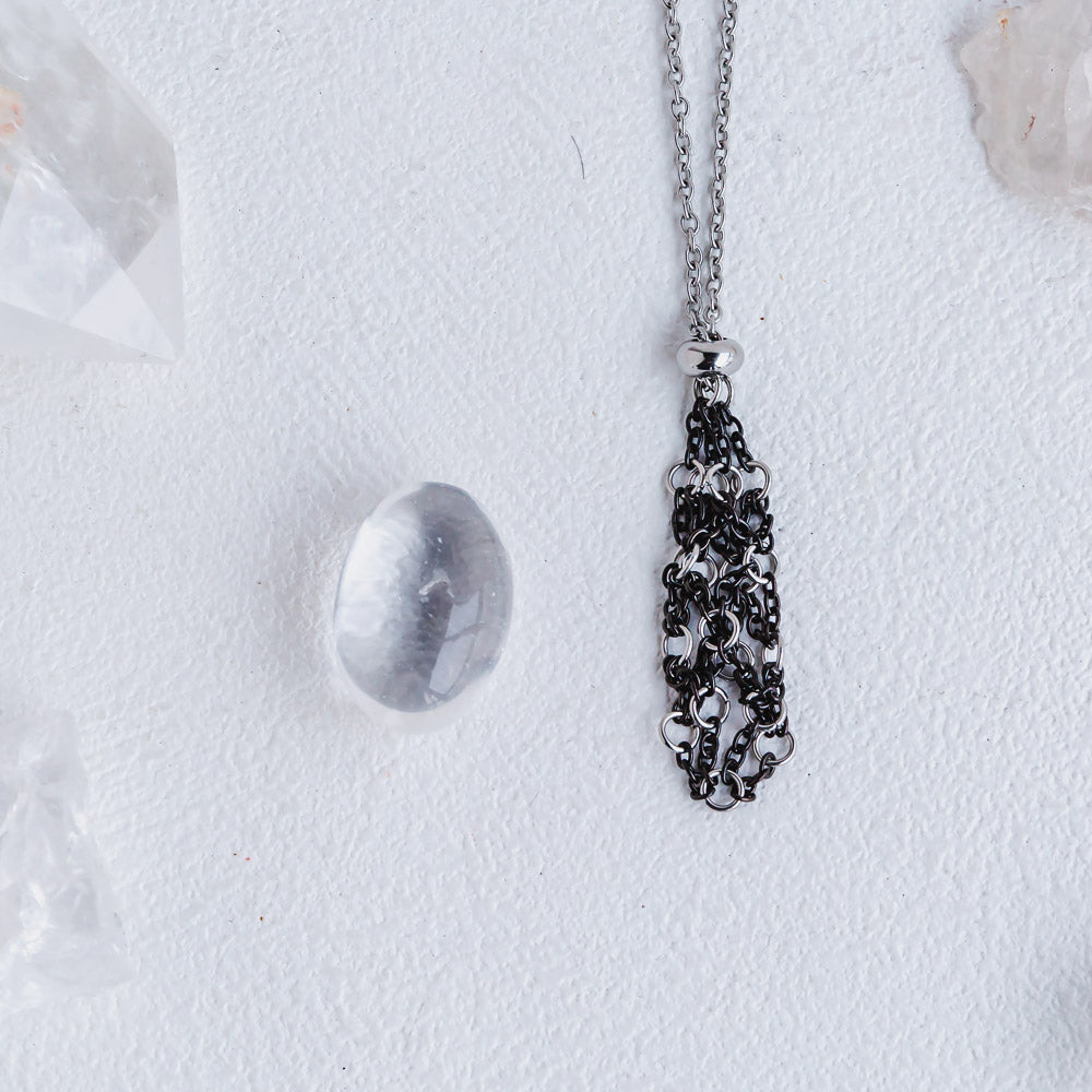 【Black O Mesh】Natural Crystal Adjustable Necklace【Point/Tumbled】