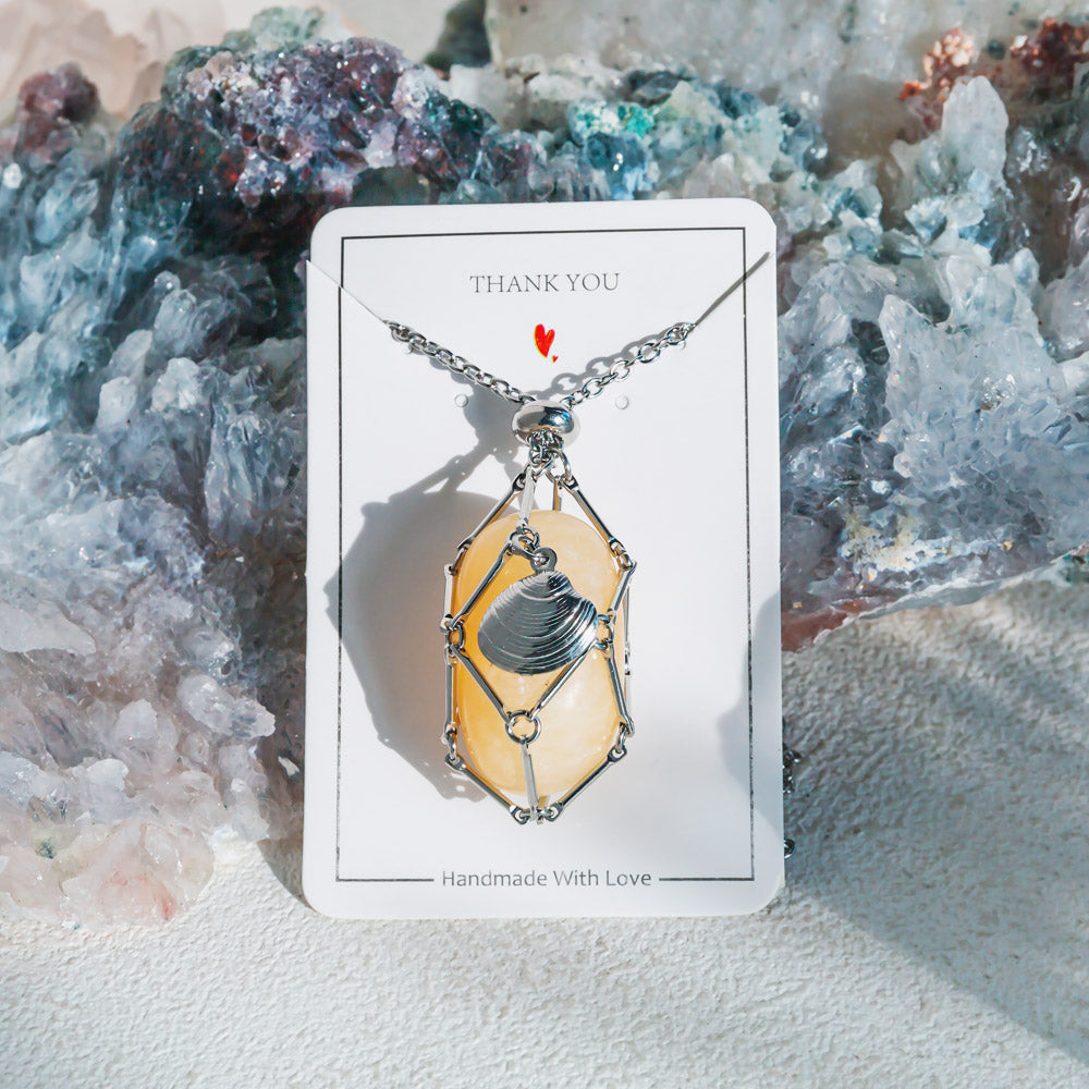 【Shell】Natural Crystal Adjustable Golden & Sliver Necklace — Tumbled/Point