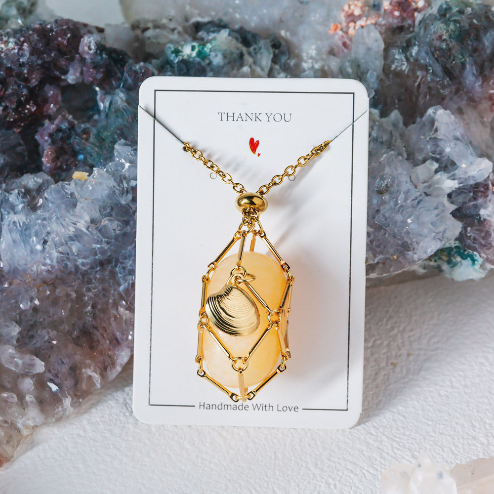 【Shell】Natural Crystal Adjustable Golden & Sliver Necklace — Tumbled/Point