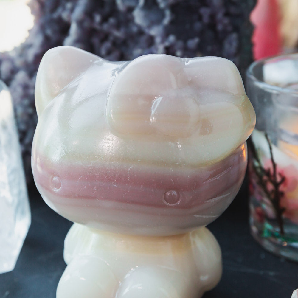 Reikicrystal Pink Pistachio Calcite Hello Kitty