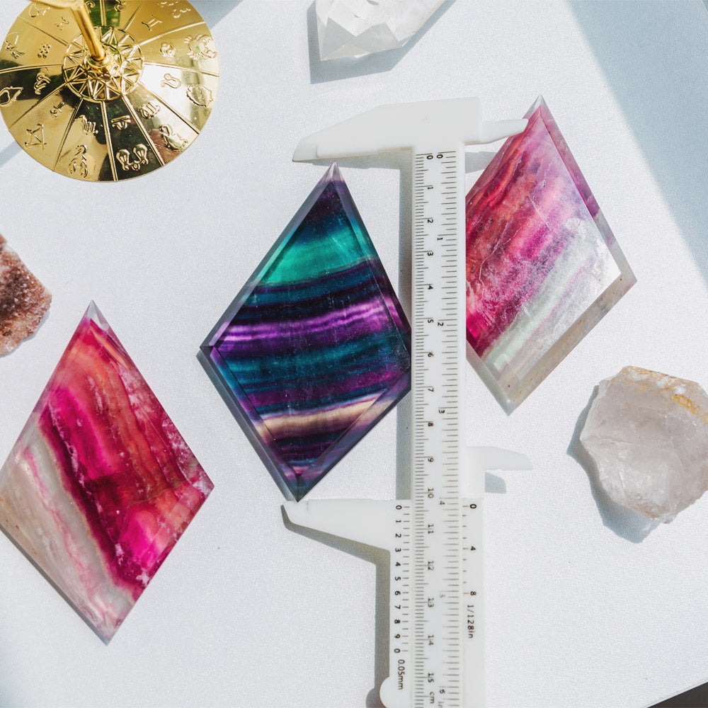 Reikistal Rainbow Fluorite Rhombus Slice