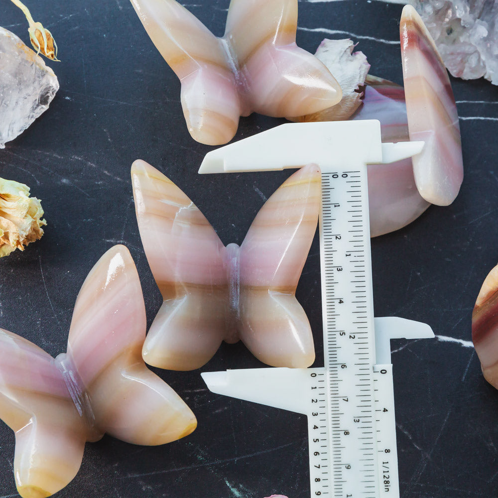 Reikicrystal Pink Pistachio Calcite Butterfly