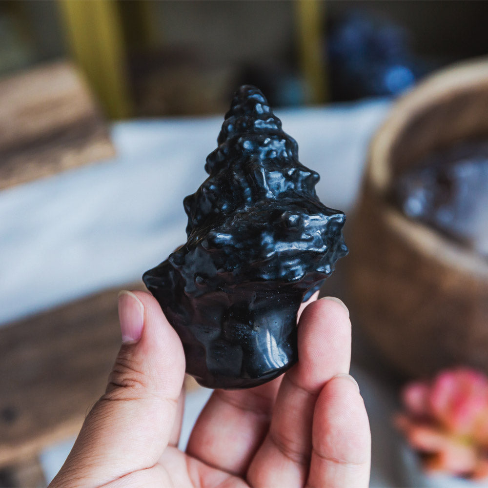 Reikistal Black Obsidian Conch