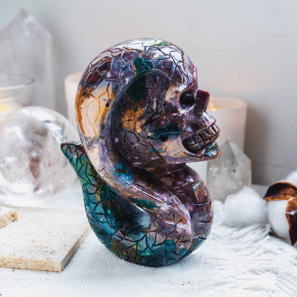 Reikistal Ocean Jasper Cobra Skull