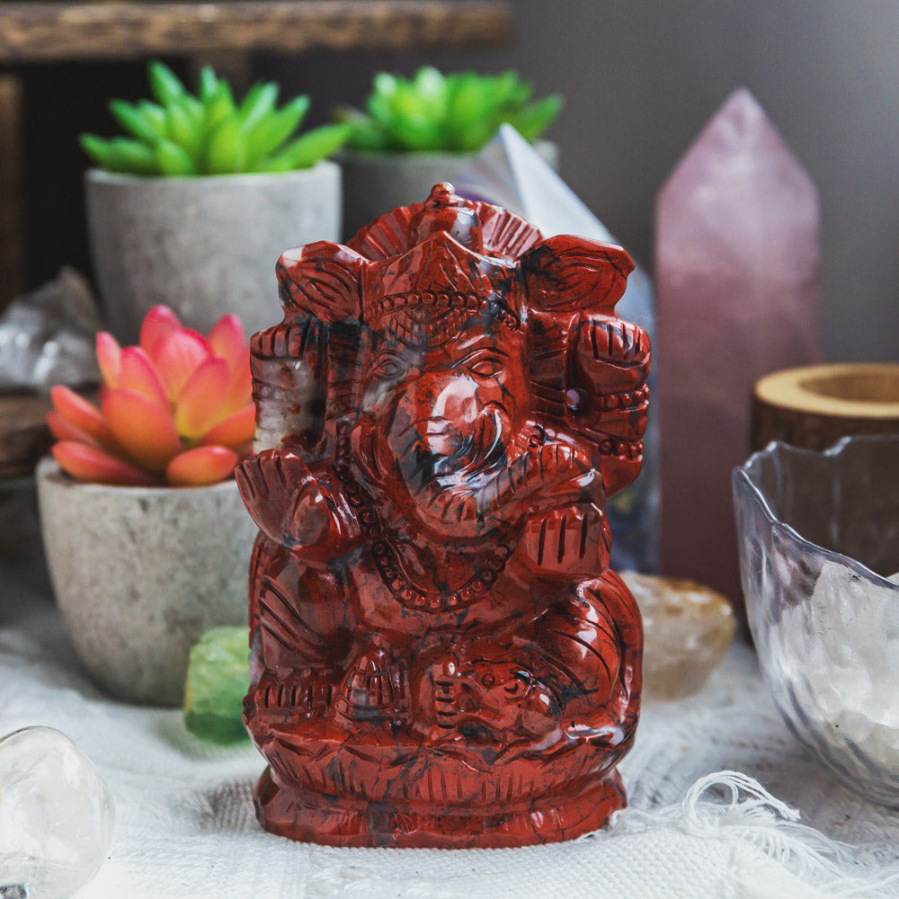 Reikistal Roter Jaspis Ganesha