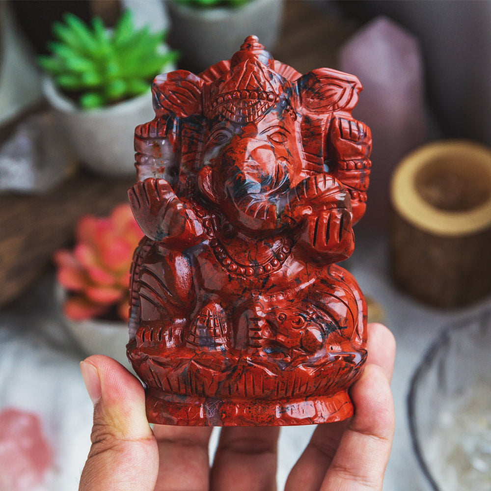 Reikistal Roter Jaspis Ganesha