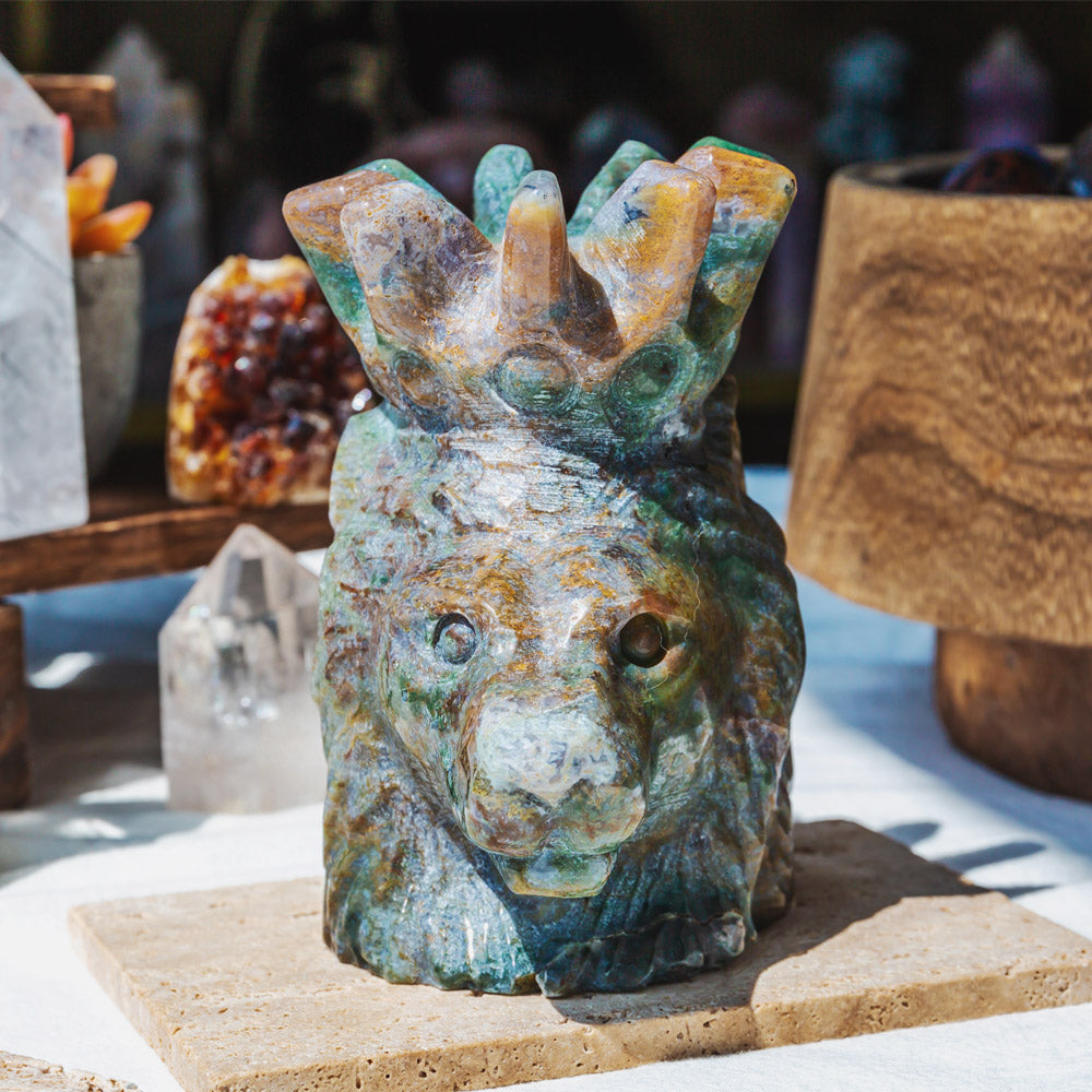 Reikistal Ocean Jasper Lion Head