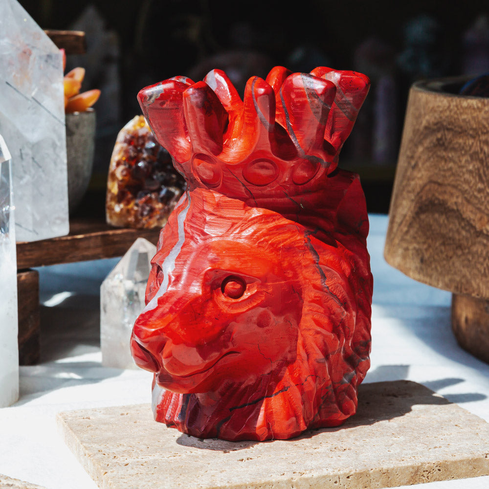 Reikistal Red Jasper Lion Head