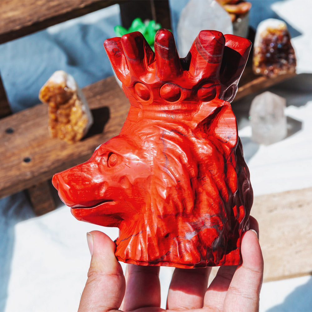 Reikistal Red Jasper Lion Head