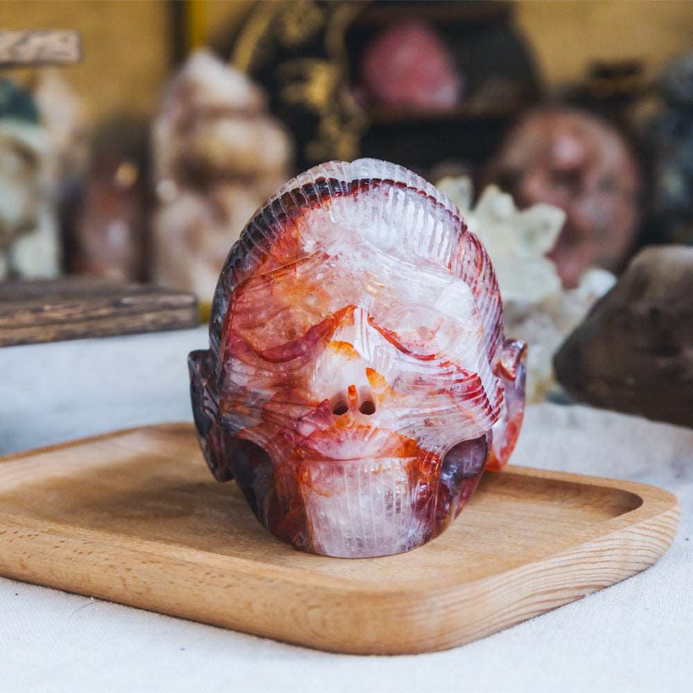 Reikistal 3.5'' Fire Quartz Muscle Skull