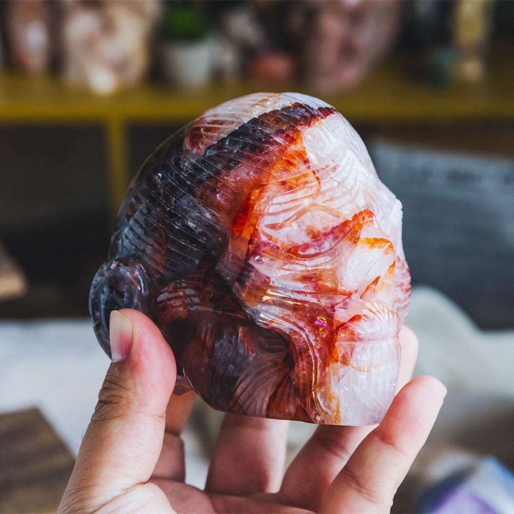 Reikistal 3.5'' Fire Quartz Muscle Skull