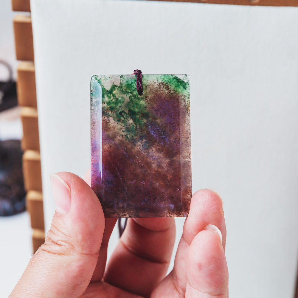 Reikicrystal Moss Agate Pendant