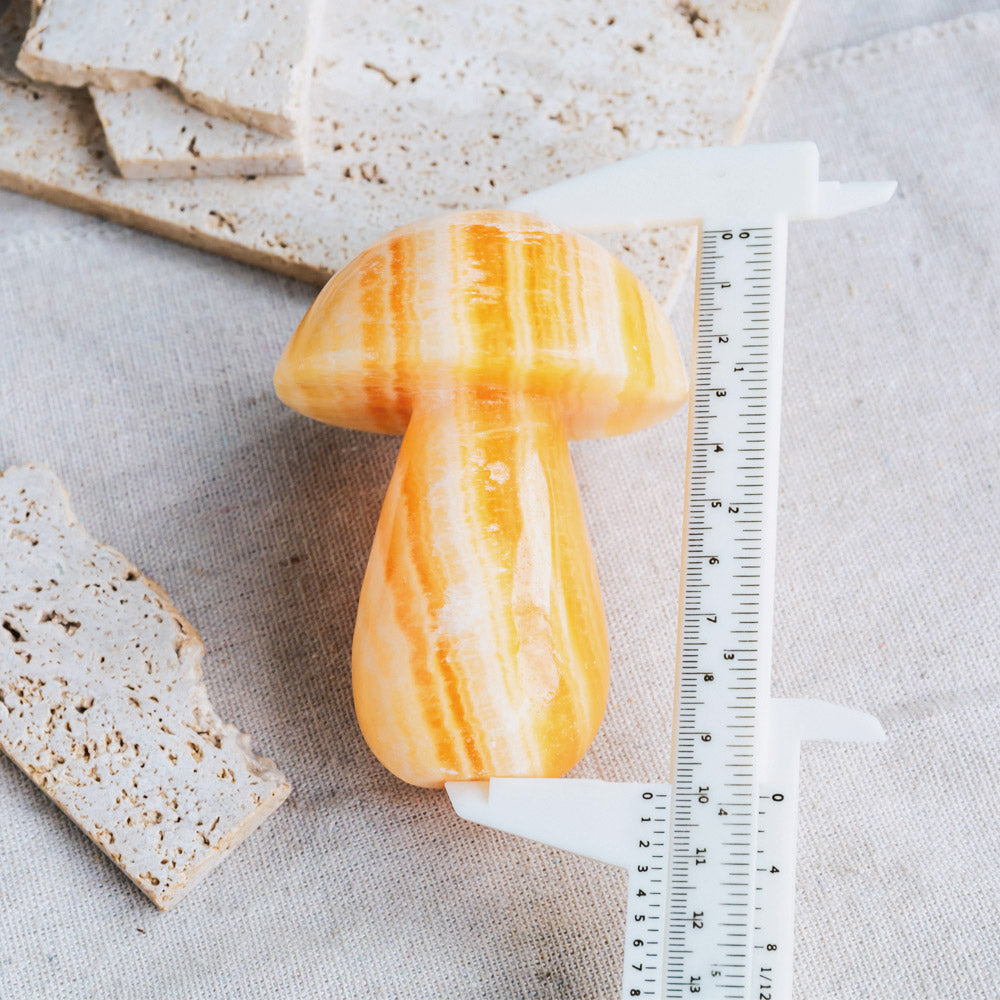 Reikistal Banding Orange Calcite Mushroom