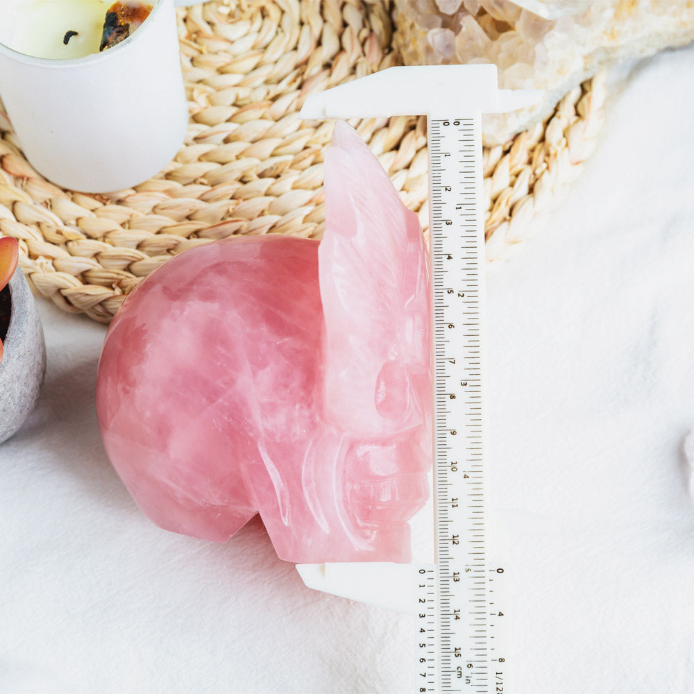 Reikistal Rose Quartz Mask Skull