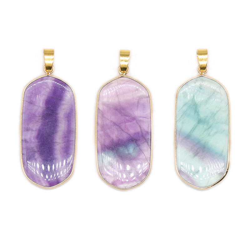 Reikicrystal Multicolored Fluorite Wrapped Pendant