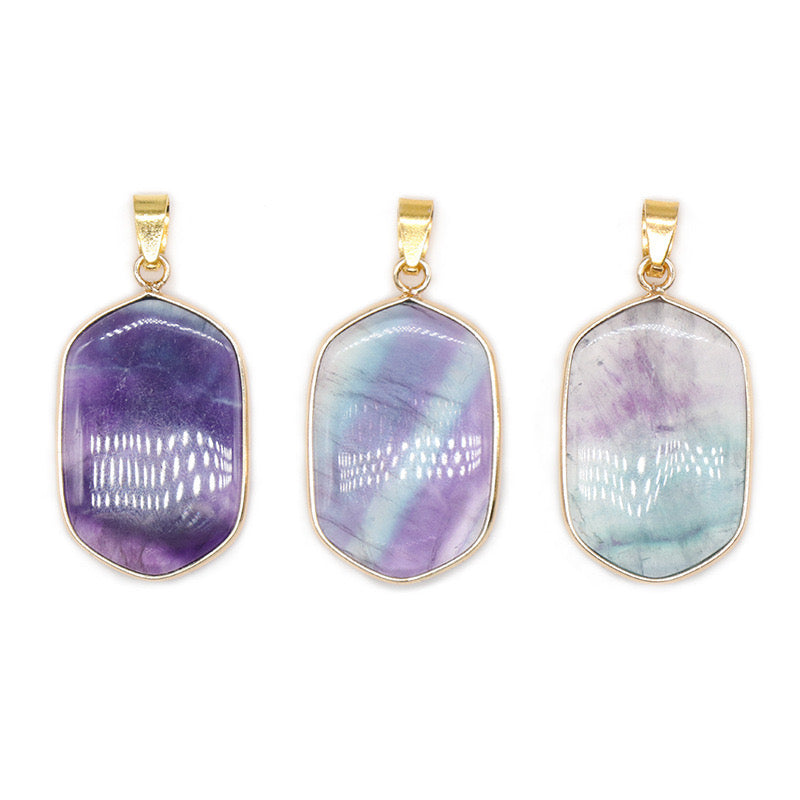 Reikicrystal Multicolored Fluorite Wrapped Pendant