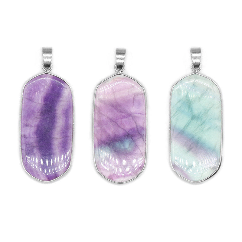 Reikicrystal Multicolored Fluorite Wrapped Pendant