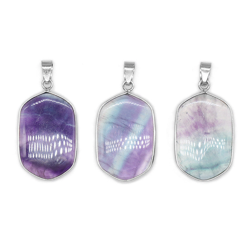 Reikicrystal Multicolored Fluorite Wrapped Pendant