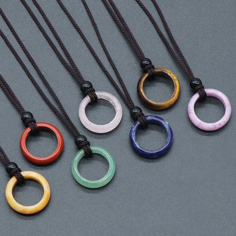 Reikicrystal Natural Loop Ring Necklace Set